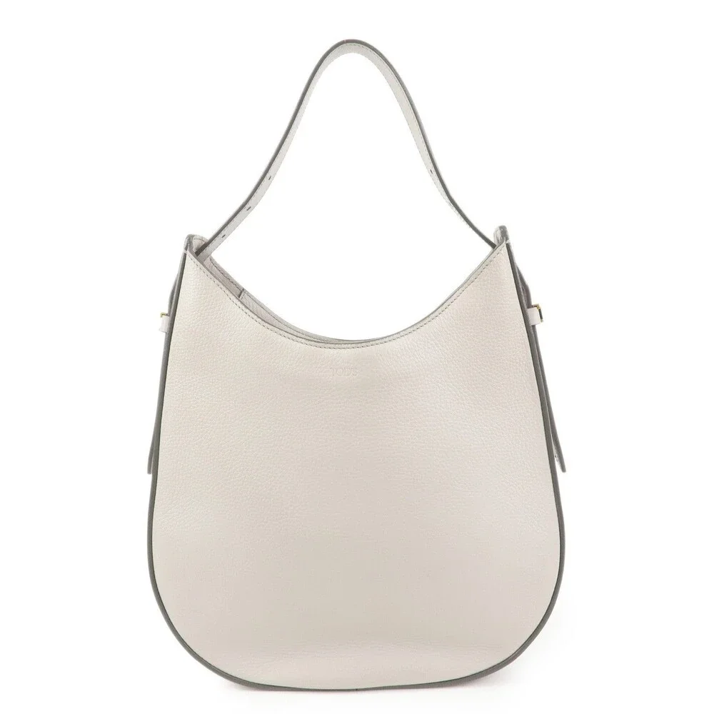 TOD'S OBOE Medium Leather Hobo Bag Hand Gray